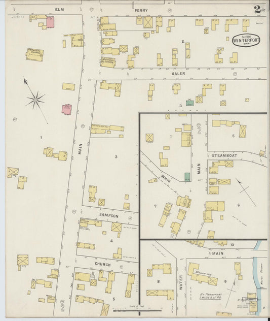 Sanborn Fire Insurance Map from Winterport, Waldo County, Maine (1895), Sheet #0002 - Historic Sanborn Fire Insurance Map Print, vintage old map wall art, antique decor, genealogy gift, Maine Maine map