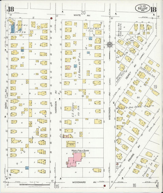 Sanborn Fire Insurance Map from Beloit, Rock County, Wisconsin (1926), Sheet #0018 - Historic Sanborn Fire Insurance Map Print, vintage old map wall art, antique decor, genealogy gift, Wisconsin Wisconsin map