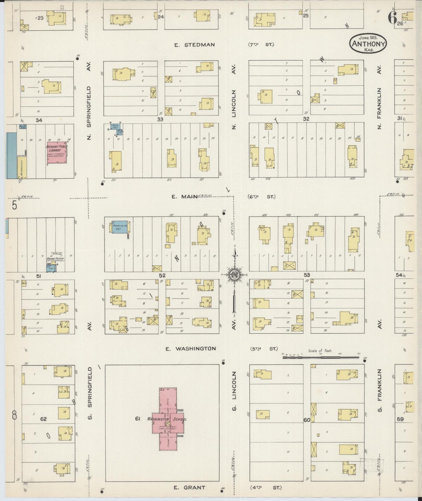 Sanborn Fire Insurance Map from Anthony, Harper County, Kansas (1915), Sheet #0006 - Complete Map Set gallery image, historic Sanborn map, vintage wall art, Kansas Kansas