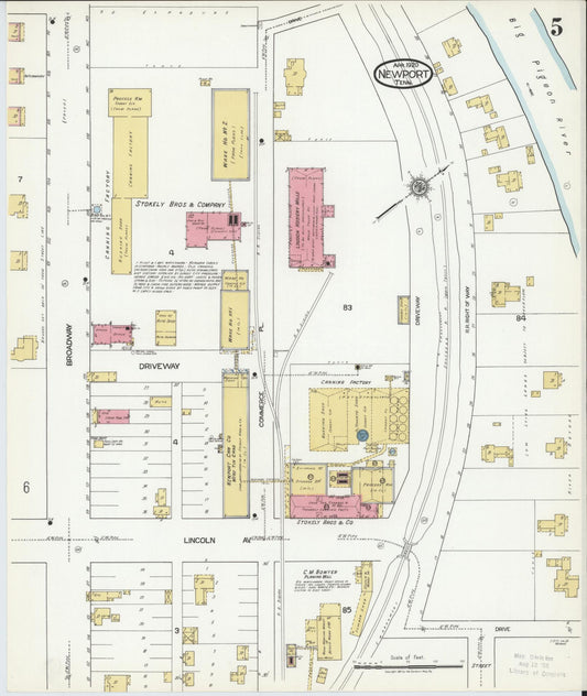 Sanborn Fire Insurance Map from Newport, Cocke County, Tennessee (1920), Sheet #0005 - Historic Sanborn Fire Insurance Map Print, vintage old map wall art, antique decor, genealogy gift, Tennessee Tennessee map