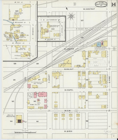 Sanborn Fire Insurance Map from Hazleton, Luzerne County, Pennsylvania (1895), Sheet #0014 - Historic Sanborn Fire Insurance Map Print, vintage old map wall art, antique decor, genealogy gift, Pennsylvania Pennsylvania map