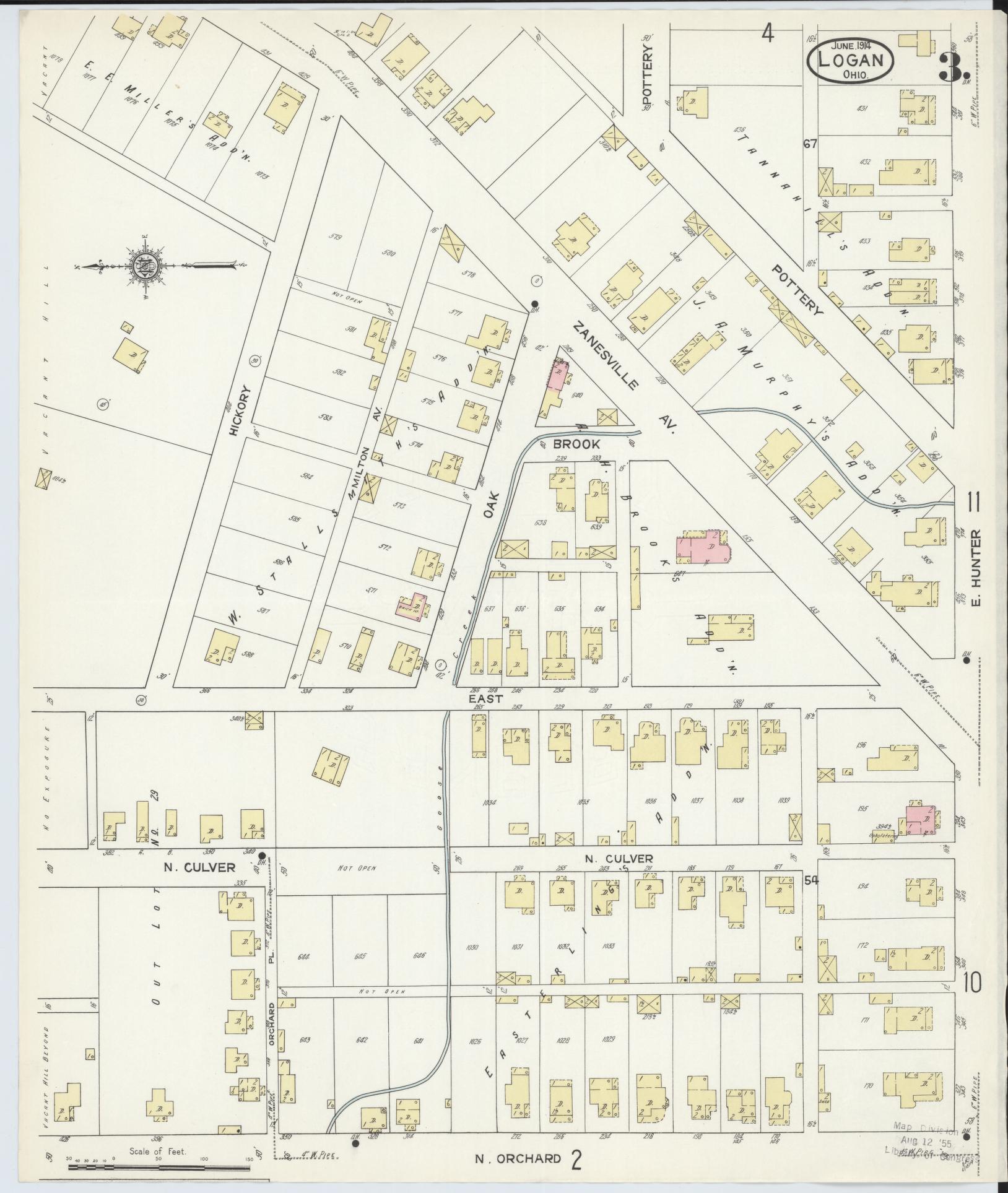 Sanborn Fire Insurance Map from Logan, Hocking County, Ohio (1914), Sheet #0003 - Complete Map Set gallery image, historic Sanborn map, vintage wall art, Ohio Ohio