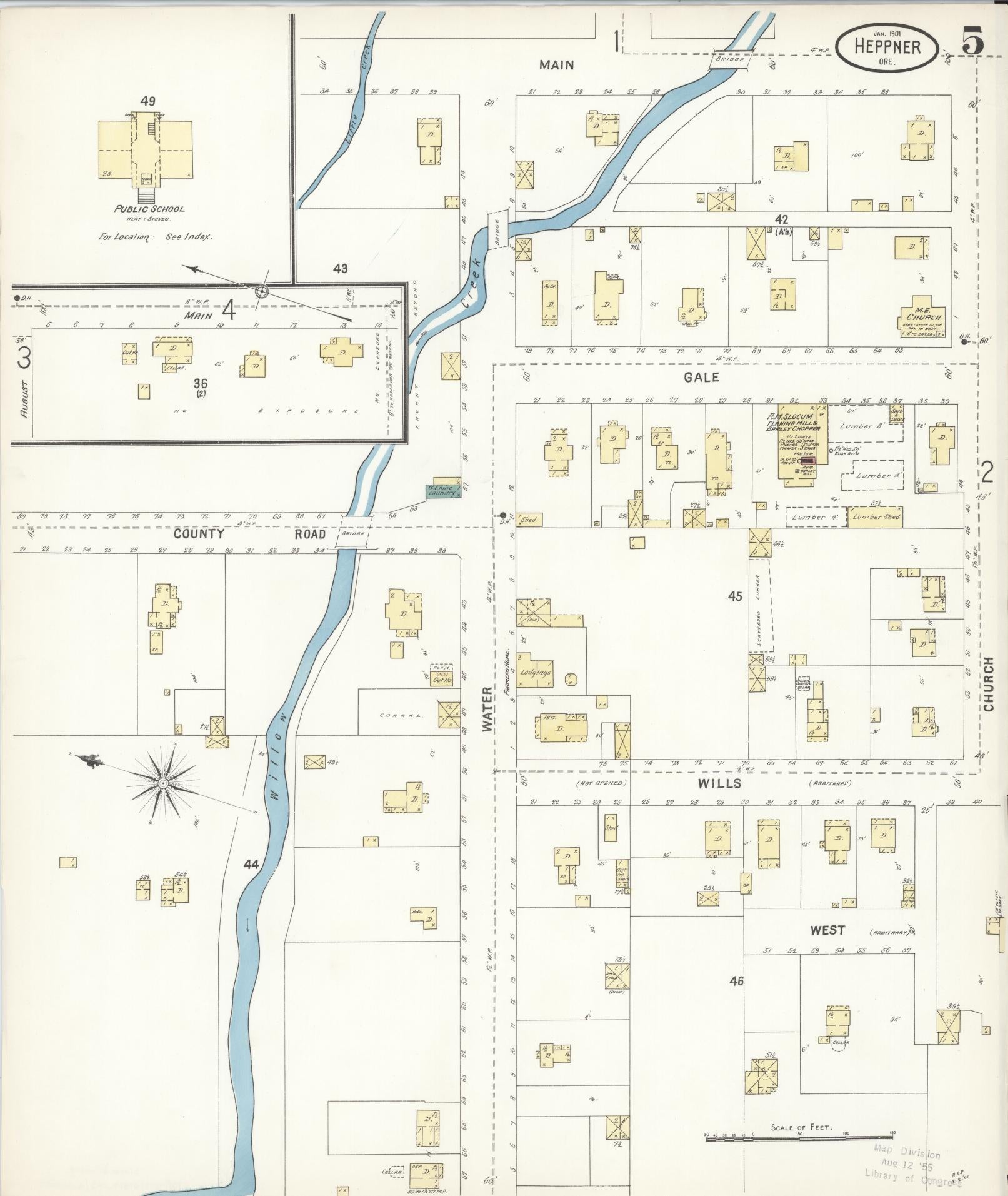 Sanborn Fire Insurance Map from Heppner, Morrow County, Oregon (1901), Sheet #0005 - Complete Map Set gallery image, historic Sanborn map, vintage wall art, Oregon Oregon