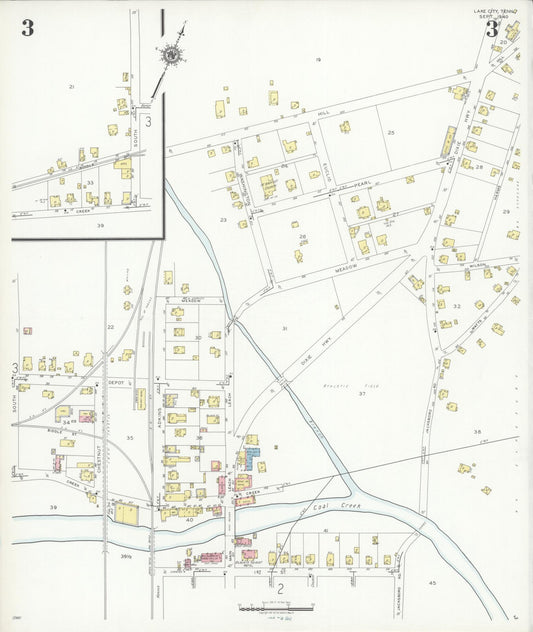 Sanborn Fire Insurance Map from Lake City, Anderson County, Tennessee (1940), Sheet #0003 - Historic Sanborn Fire Insurance Map Print, vintage old map wall art, antique decor, genealogy gift, Tennessee Tennessee map