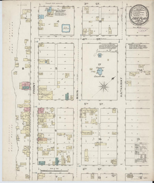 Sanborn Fire Insurance Map from Fair Play, Park County, Colorado (1886), Sheet #0001 - Historic Sanborn Fire Insurance Map Print, vintage old map wall art, antique decor, genealogy gift, Colorado Colorado map