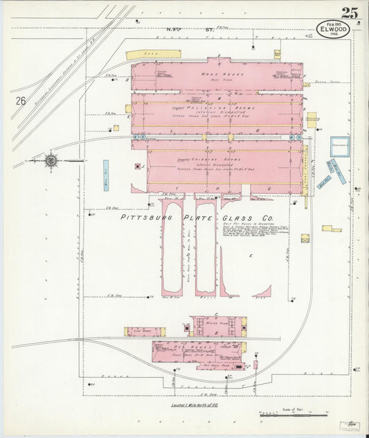 Sanborn Fire Insurance Map from Elwood, Madison County, Indiana (1910), Sheet #0025 - Historic Sanborn Fire Insurance Map Print, vintage old map wall art, antique decor, genealogy gift, Indiana Indiana map
