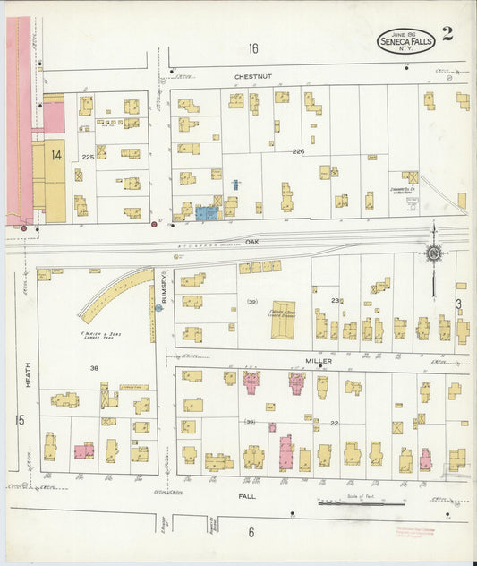 Sanborn Fire Insurance Map from Seneca Falls, Seneca County, New York (1916), Sheet #0002 - Historic Sanborn Fire Insurance Map Print, vintage old map wall art, antique decor, genealogy gift, New York New York map