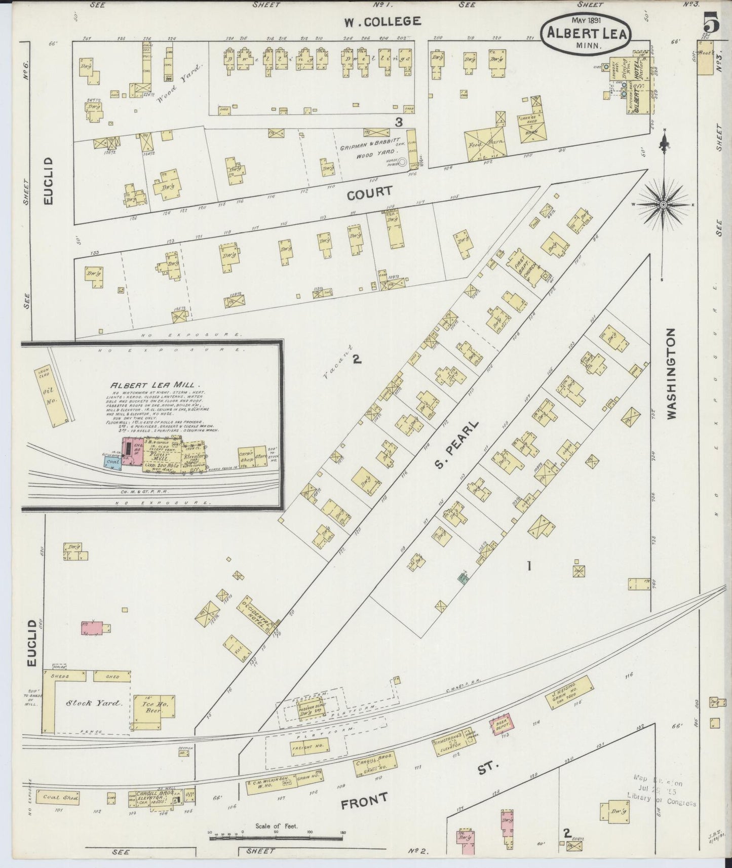 Sanborn Fire Insurance Map from Albert Lea, Freeborn County, Minnesota (1891), Sheet #0005 - Historic Sanborn Fire Insurance Map Print, vintage old map wall art, antique decor, genealogy gift, Minnesota Minnesota map