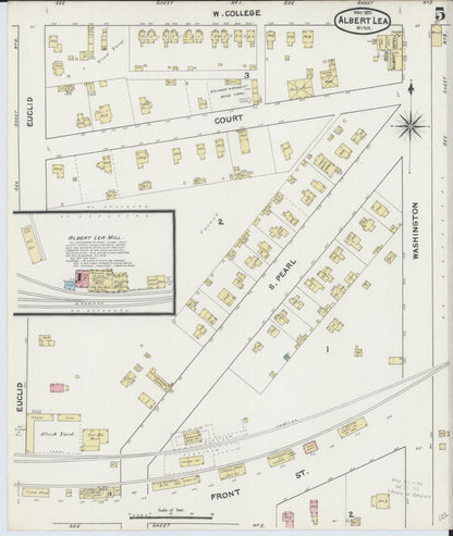 Sanborn Fire Insurance Map from Albert Lea, Freeborn County, Minnesota (1891), Sheet #0005 - Historic Sanborn Fire Insurance Map Print, vintage old map wall art, antique decor, genealogy gift, Minnesota Minnesota map