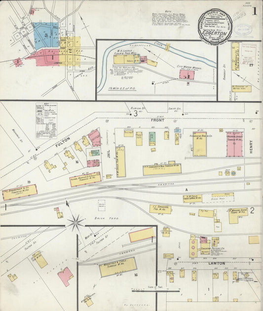 Sanborn Fire Insurance Map from Edgerton, Rock County, Wisconsin (1898), Sheet #0001 - Historic Sanborn Fire Insurance Map Print, vintage old map wall art, antique decor, genealogy gift, Wisconsin Wisconsin map