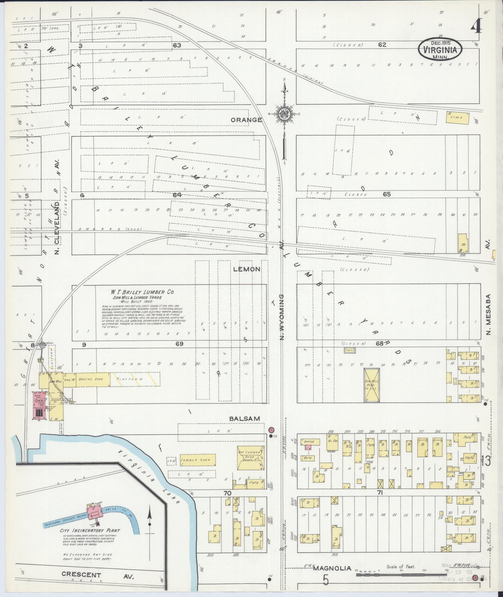 Sanborn Fire Insurance Map from Virginia, Saint Louis County, Minnesota (1915), Sheet #0004 - Complete Map Set gallery image, historic Sanborn map, vintage wall art, Minnesota Minnesota