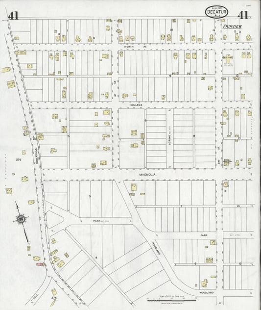 Sanborn Fire Insurance Map from Decatur, Morgan County, Alabama (1927), Sheet #0041 - Historic Sanborn Fire Insurance Map Print, vintage old map wall art, antique decor, genealogy gift, Alabama Alabama map