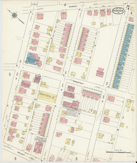 Sanborn Fire Insurance Map from Perkasie, Bucks County, Pennsylvania (1913), Sheet #0007 - Historic Sanborn Fire Insurance Map Print, vintage old map wall art, antique decor, genealogy gift, Pennsylvania Pennsylvania map
