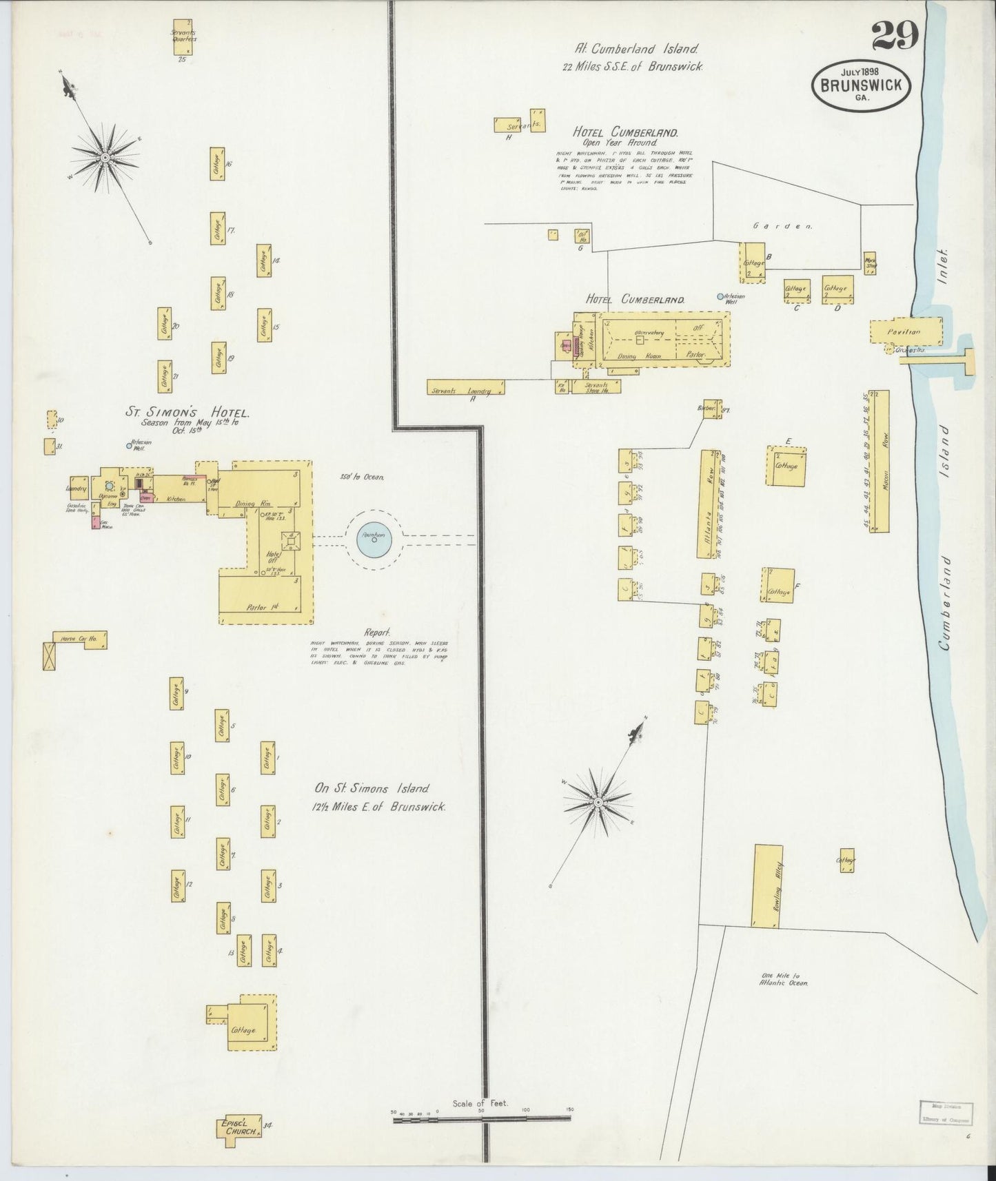 Sanborn Fire Insurance Map from Brunswick, Glynn County, Georgia (1898), Sheet #0029 - Complete Map Set gallery image, historic Sanborn map, vintage wall art, Georgia Georgia