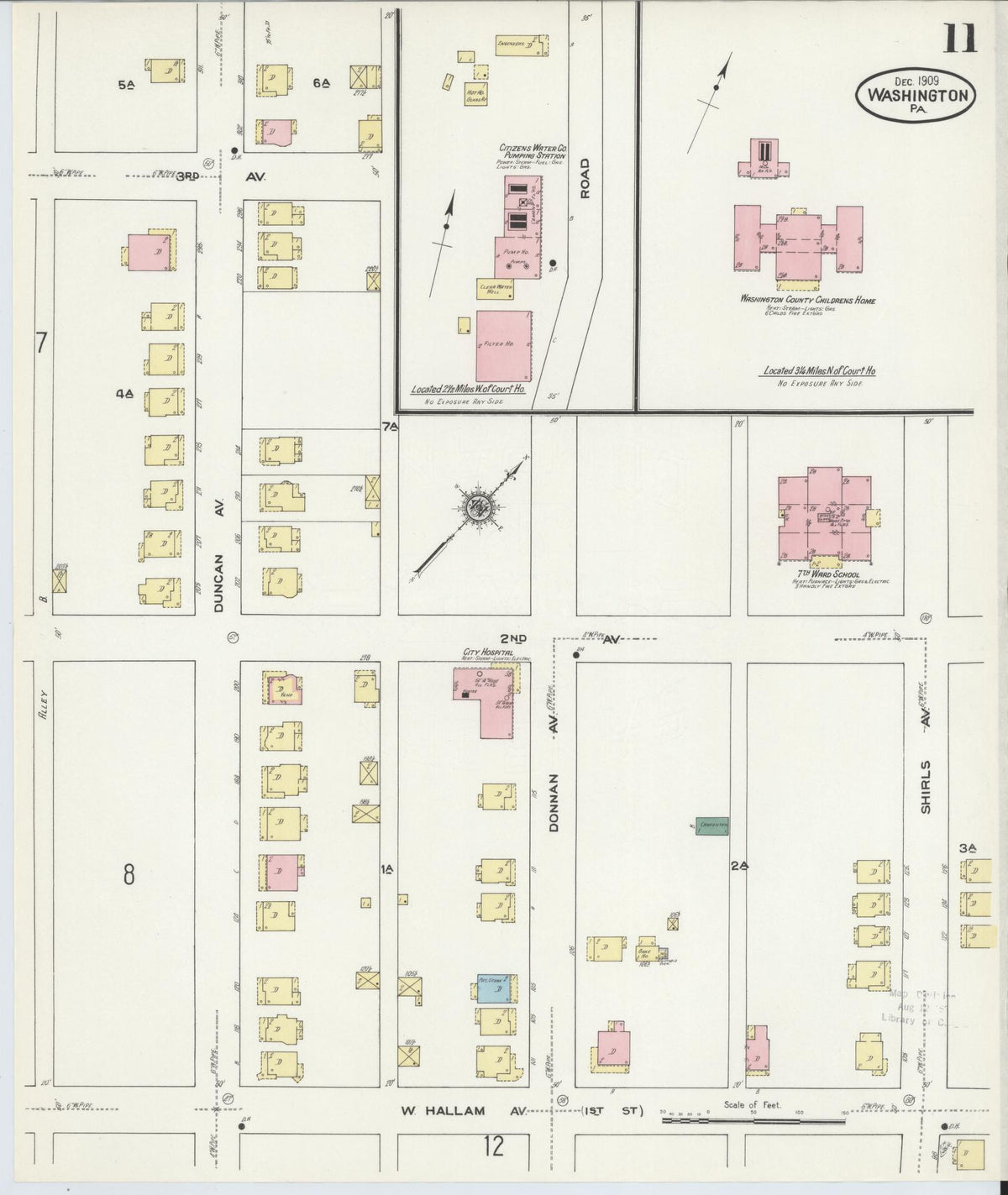 Sanborn Fire Insurance Map from Washington, Washington County, Pennsylvania (1909), Sheet #0011 - Complete Map Set gallery image, historic Sanborn map, vintage wall art, Sanborn Fire Insurance Map from Washington Washington