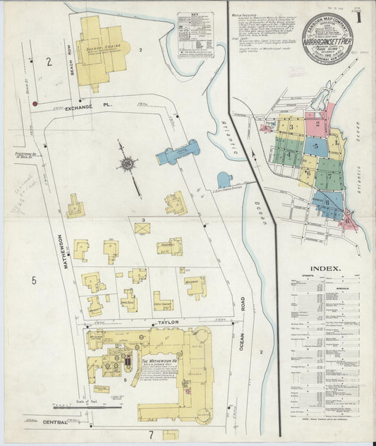 Sanborn Fire Insurance Map from Narragansett Pier, Washington County, Rhode Island (1910), Sheet #0001 - Complete Map Set gallery image, historic Sanborn map, vintage wall art, Rhode Island Rhode Island