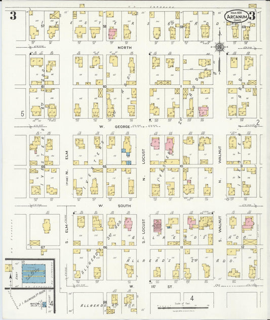 Sanborn Fire Insurance Map from Arcanum, Darke County, Ohio (1926), Sheet #0003 - Historic Sanborn Fire Insurance Map Print, vintage old map wall art, antique decor, genealogy gift, Ohio Ohio map