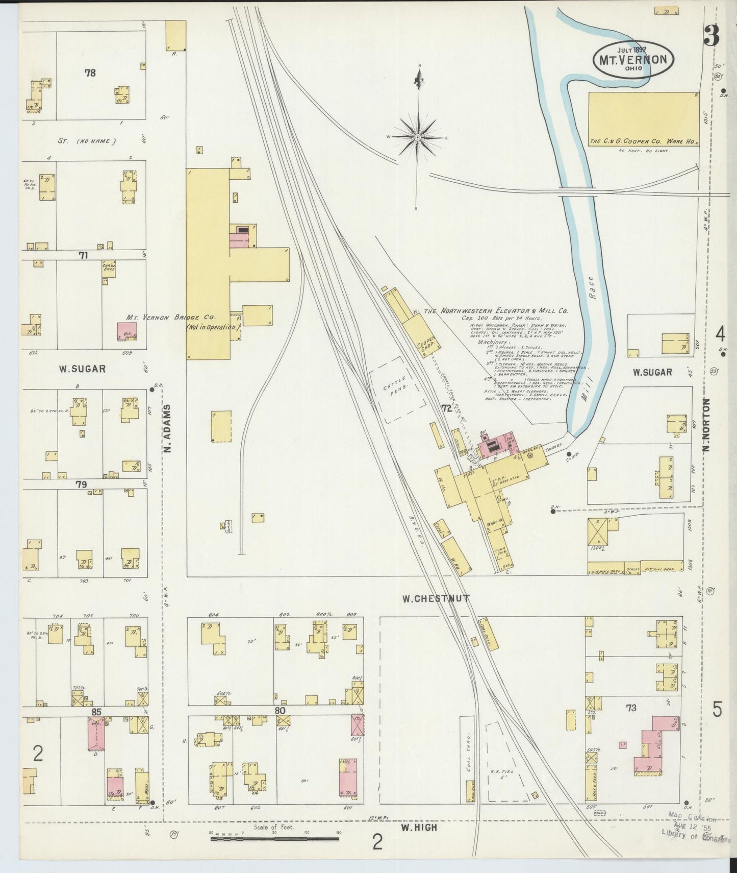 Sanborn Fire Insurance Map from Mount Vernon, Knox County, Ohio (1897), Sheet #0003 - Historic Sanborn Fire Insurance Map Print, vintage old map wall art, antique decor, genealogy gift, Ohio Ohio map