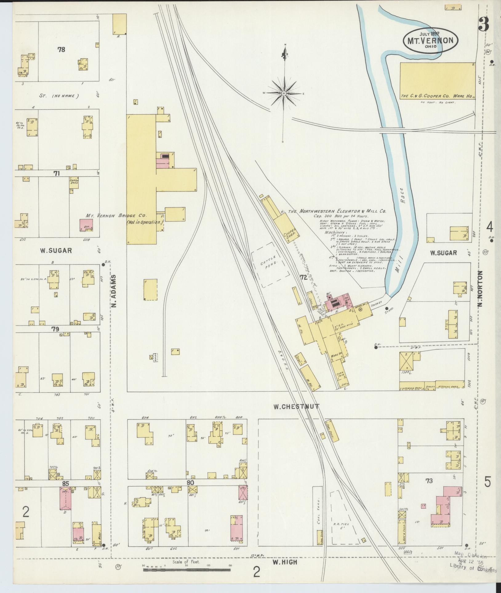 Sanborn Fire Insurance Map from Mount Vernon, Knox County, Ohio (1897), Sheet #0003 - Historic Sanborn Fire Insurance Map Print, vintage old map wall art, antique decor, genealogy gift, Ohio Ohio map