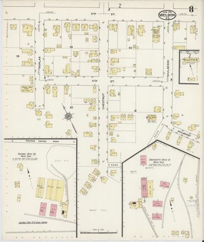 Sanborn Fire Insurance Map from Weldon, Halifax County, North Carolina (1915), Sheet #0008 - Complete Map Set gallery image, historic Sanborn map, vintage wall art, North Carolina North Carolina