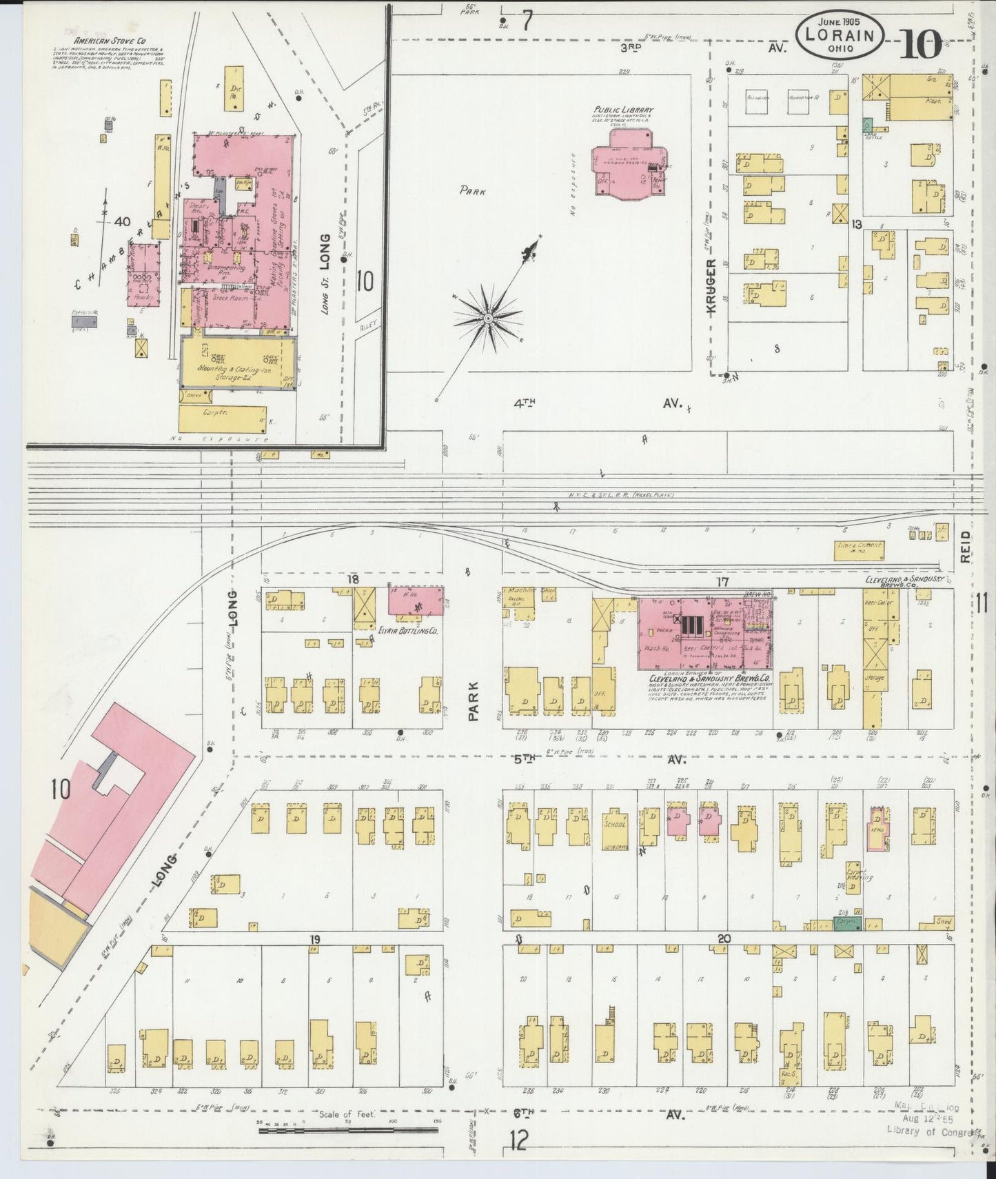 Sanborn Fire Insurance Map from Lorain, Lorain County, Ohio (1905), Sheet #0010 - Historic Sanborn Fire Insurance Map Print, vintage old map wall art, antique decor, genealogy gift, Ohio Ohio map