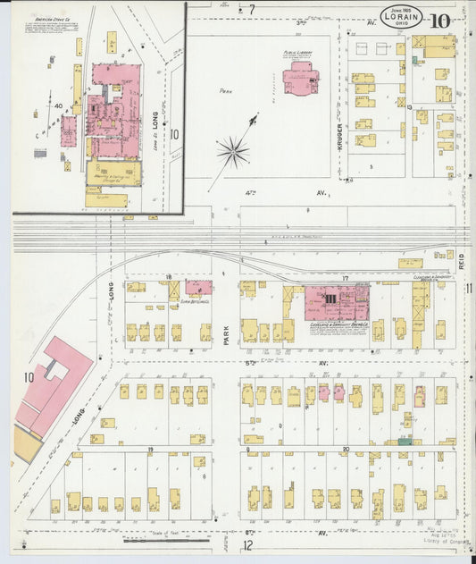 Sanborn Fire Insurance Map from Lorain, Lorain County, Ohio (1905), Sheet #0010 - Historic Sanborn Fire Insurance Map Print, vintage old map wall art, antique decor, genealogy gift, Ohio Ohio map