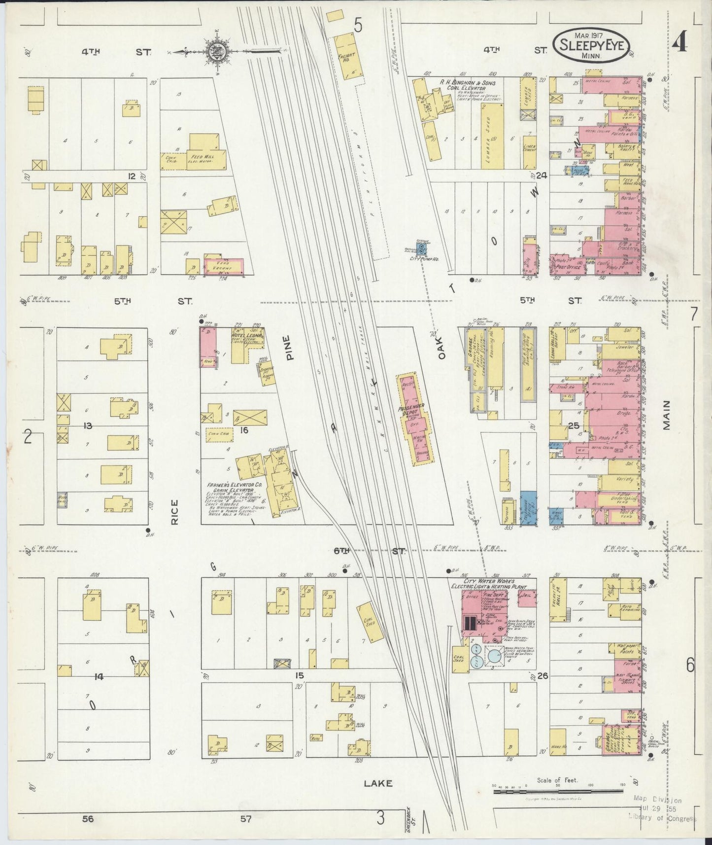 Sanborn Fire Insurance Map from Sleepy Eye, Brown County, Minnesota (1917), Sheet #0004 - Complete Map Set gallery image, historic Sanborn map, vintage wall art, Minnesota Minnesota