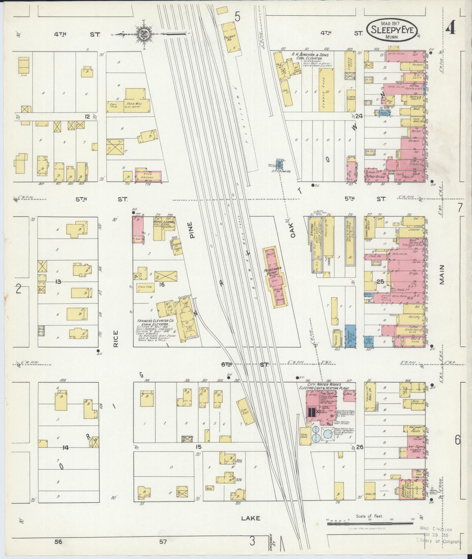 Sanborn Fire Insurance Map from Sleepy Eye, Brown County, Minnesota (1917), Sheet #0004 - Complete Map Set gallery image, historic Sanborn map, vintage wall art, Minnesota Minnesota