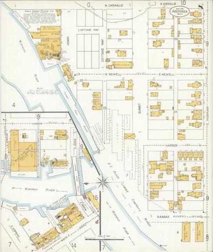 Sanborn Fire Insurance Map from Aberdeen, Grays Harbor County, Washington (1906), Sheet #0008 - Complete Map Set gallery image, historic Sanborn map, vintage wall art, Washington Washington