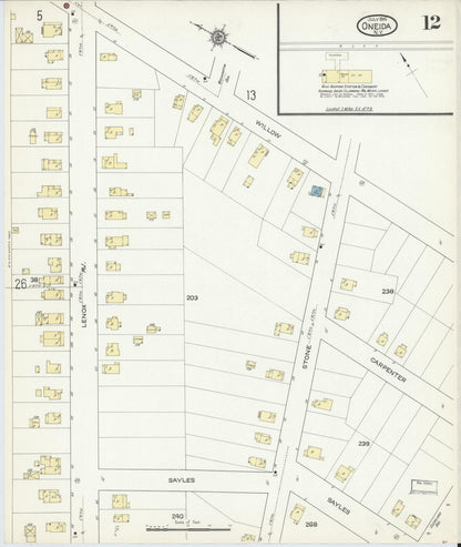 Sanborn Fire Insurance Map from Oneida, Madison County, New York (1914), Sheet #0012 - Complete Map Set gallery image, historic Sanborn map, vintage wall art, New York New York