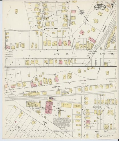 Sanborn Fire Insurance Map from Marietta, Washington County, Ohio (1915), Sheet #0007 - Historic Sanborn Fire Insurance Map Print, vintage old map wall art, antique decor, genealogy gift, Ohio Ohio map