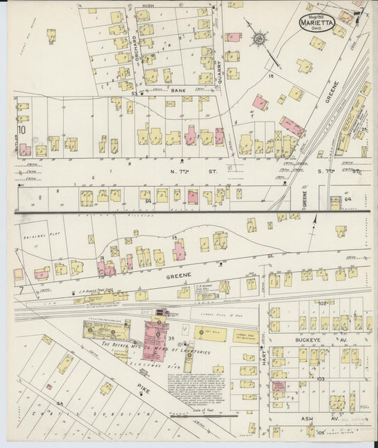 Sanborn Fire Insurance Map from Marietta, Washington County, Ohio (1915), Sheet #0007 - Historic Sanborn Fire Insurance Map Print, vintage old map wall art, antique decor, genealogy gift, Ohio Ohio map