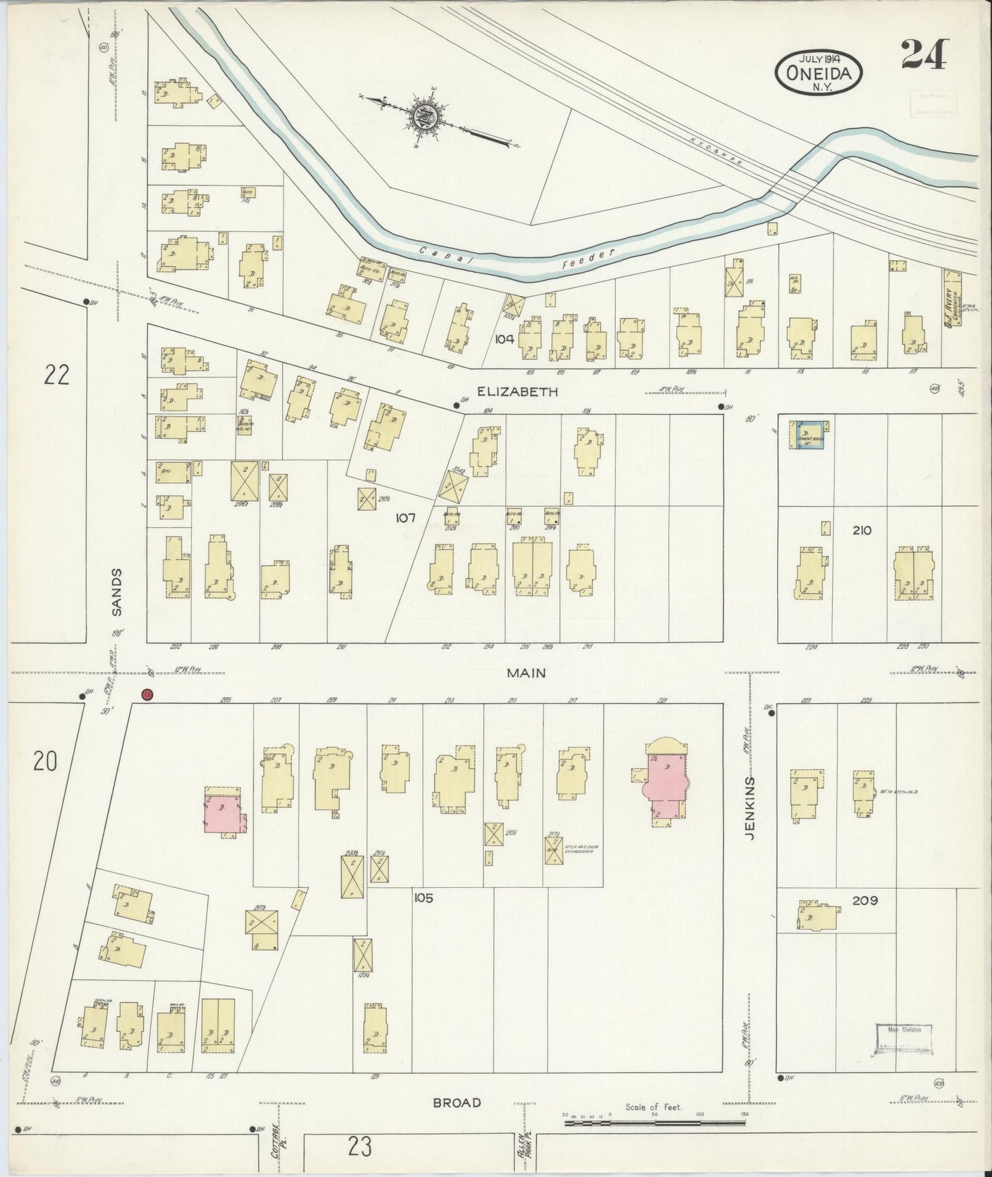Sanborn Fire Insurance Map from Oneida, Madison County, New York (1914), Sheet #0024 - Complete Map Set gallery image, historic Sanborn map, vintage wall art, New York New York