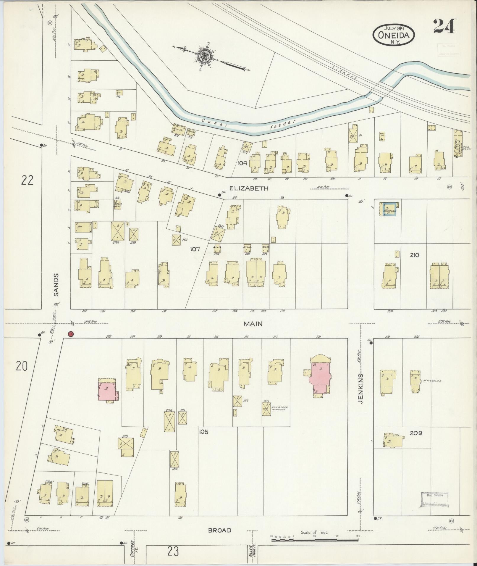 Sanborn Fire Insurance Map from Oneida, Madison County, New York (1914), Sheet #0024 - Complete Map Set gallery image, historic Sanborn map, vintage wall art, New York New York
