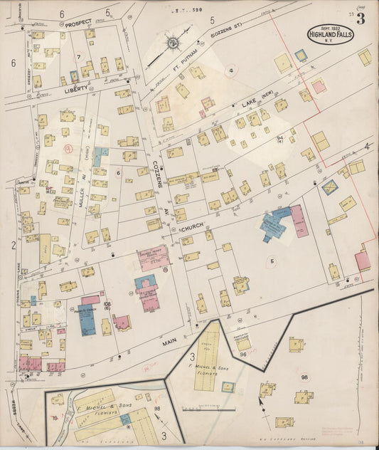 Sanborn Fire Insurance Map from Highland Falls, Orange County, New York (1937), Sheet #0003 - Historic Sanborn Fire Insurance Map Print, vintage old map wall art, antique decor, genealogy gift, New York New York map