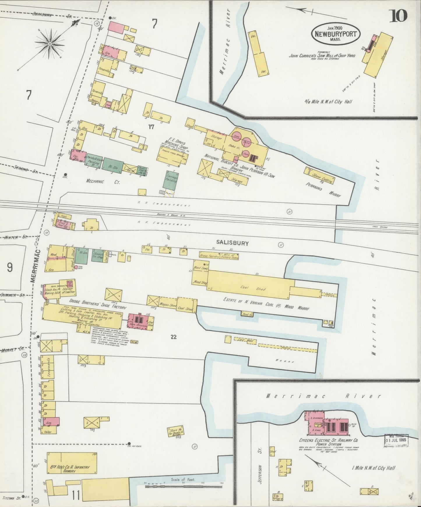 Sanborn Fire Insurance Map from Newburyport, Essex County, Massachusetts (1900), Sheet #0010 - Complete Map Set gallery image, historic Sanborn map, vintage wall art, Massachusetts Massachusetts