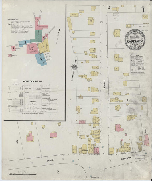 Sanborn Fire Insurance Map from Kinderhook, Columbia County, New York (1912), Sheet #0001 - Complete Map Set gallery image, historic Sanborn map, vintage wall art, New York New York