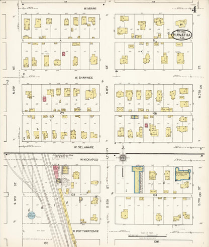 Sanborn Fire Insurance Map from Hiawatha, Brown County, Kansas (1922), Sheet #0004 - Complete Map Set gallery image, historic Sanborn map, vintage wall art, Kansas Kansas