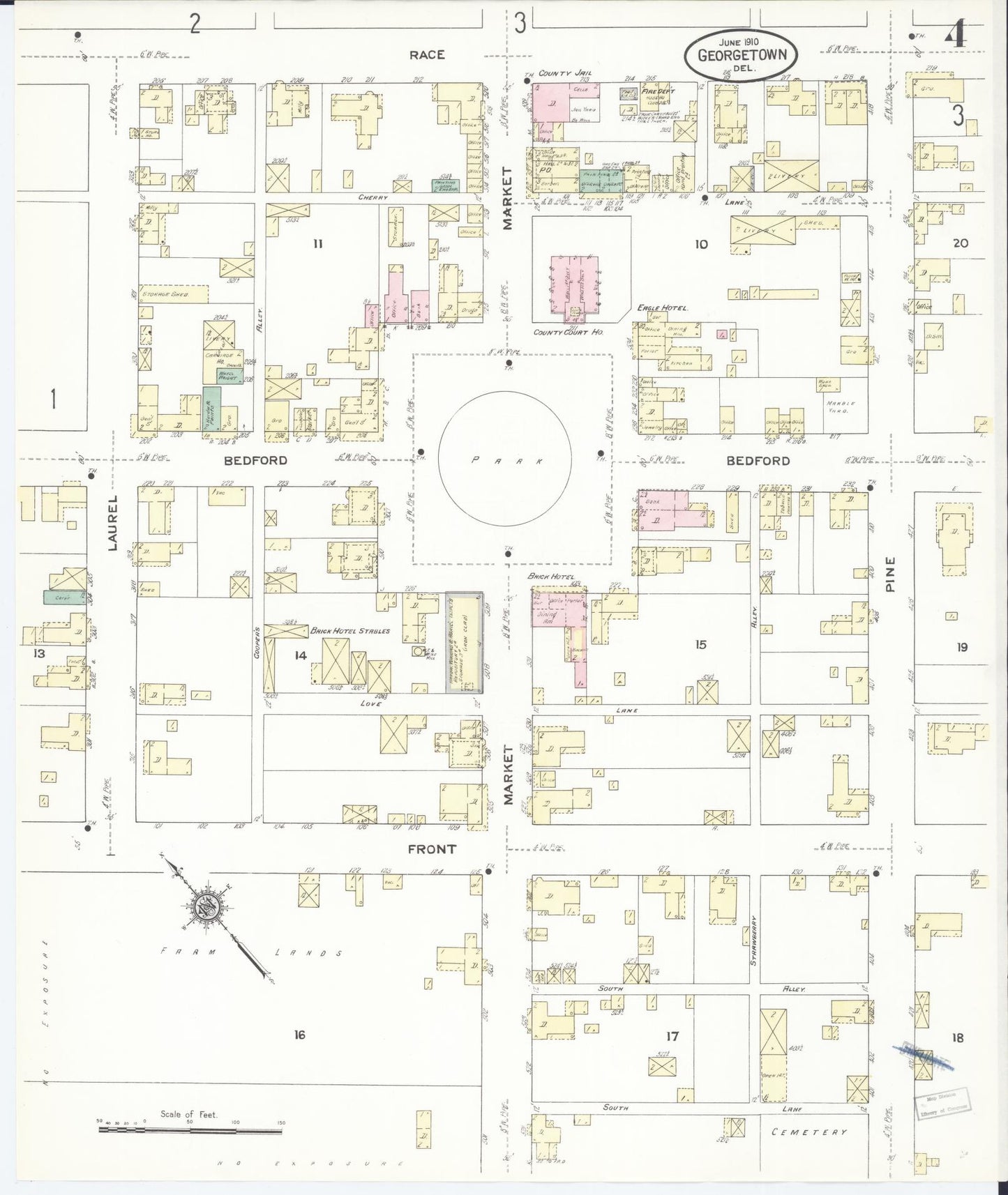 Sanborn Fire Insurance Map from Georgetown, Sussex County, Delaware (1910), Sheet #0004 - Complete Map Set gallery image, historic Sanborn map, vintage wall art, Delaware Delaware