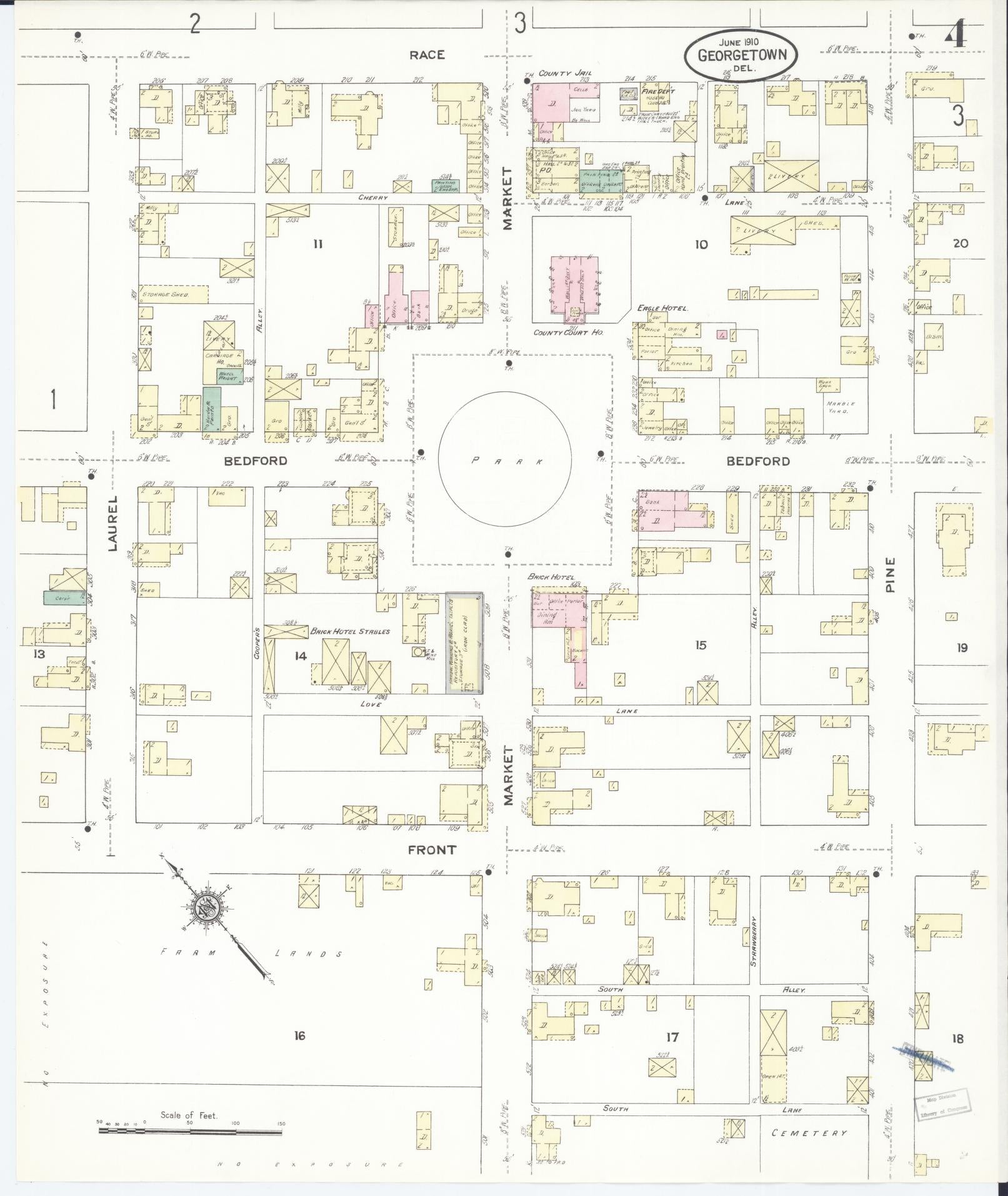 Sanborn Fire Insurance Map from Georgetown, Sussex County, Delaware (1910), Sheet #0004 - Complete Map Set gallery image, historic Sanborn map, vintage wall art, Delaware Delaware