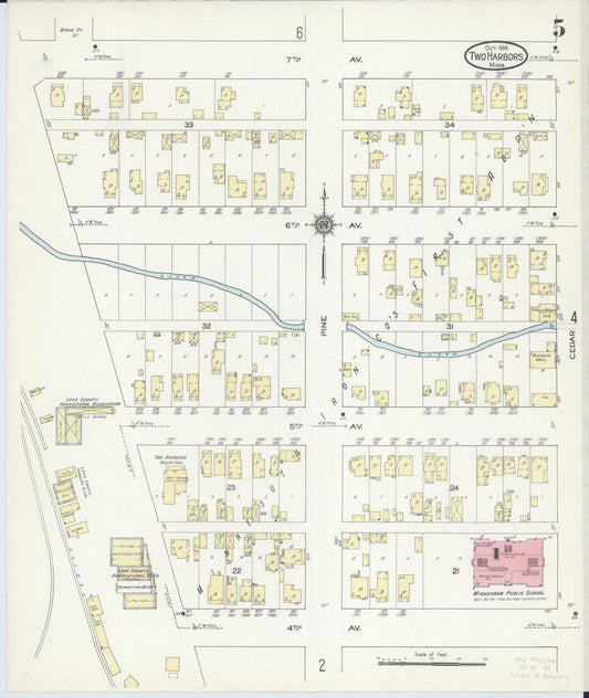 Sanborn Fire Insurance Map from Two Harbors, Lake County, Minnesota (1914), Sheet #0005 - Historic Sanborn Fire Insurance Map Print, vintage old map wall art, antique decor, genealogy gift, Minnesota Minnesota map