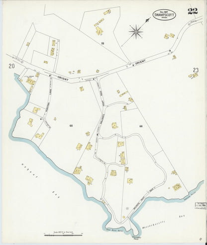 Sanborn Fire Insurance Map from Swampscott, Essex County, Massachusetts (1907), Sheet #0022 - Historic Sanborn Fire Insurance Map Print, vintage old map wall art, antique decor, genealogy gift, Massachusetts Massachusetts map
