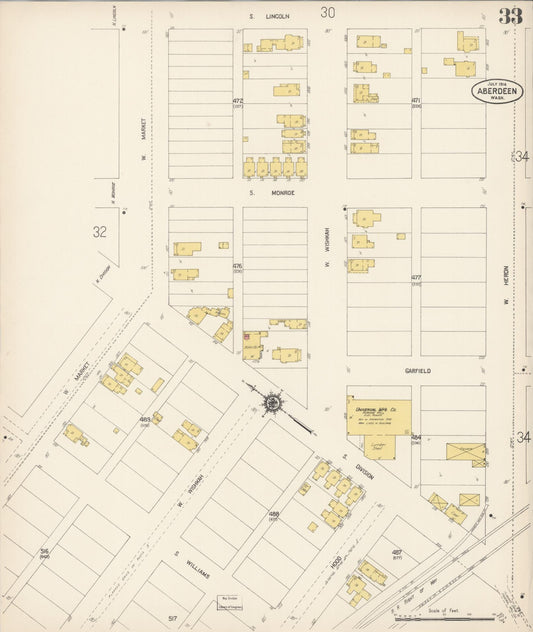 Sanborn Fire Insurance Map from Aberdeen, Grays Harbor County, Washington (1914), Sheet #0033 - Historic Sanborn Fire Insurance Map Print, vintage old map wall art, antique decor, genealogy gift, Washington Washington map