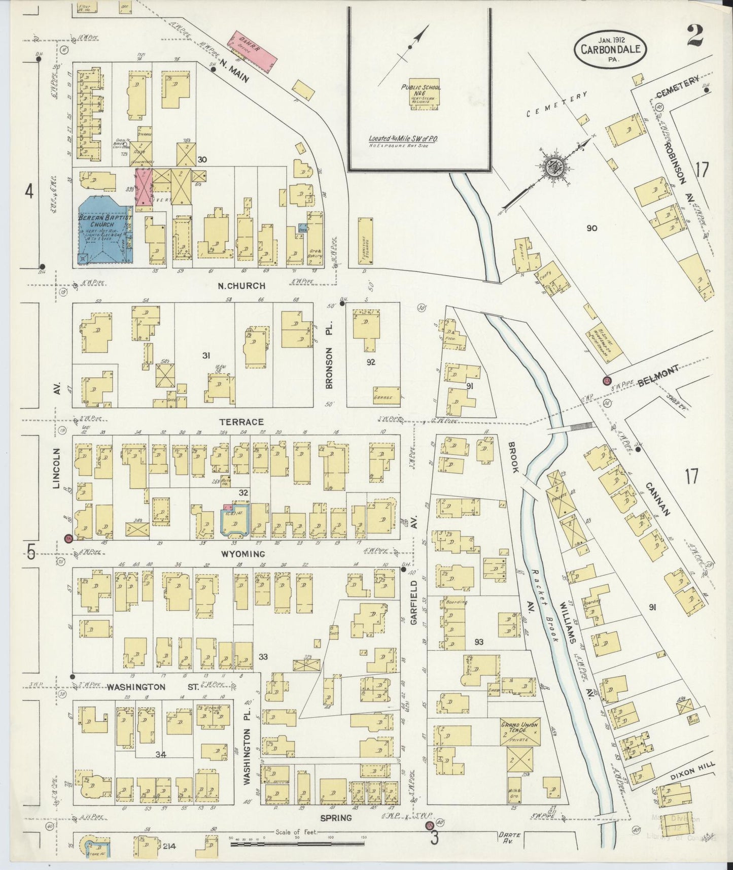 Sanborn Fire Insurance Map from Carbondale, Lackawanna County, Pennsylvania (1912), Sheet #0002 - Historic Sanborn Fire Insurance Map Print, vintage old map wall art, antique decor, genealogy gift, Pennsylvania Pennsylvania map