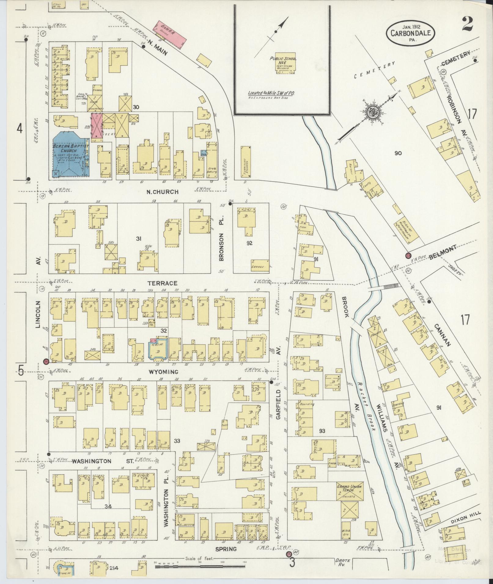 Sanborn Fire Insurance Map from Carbondale, Lackawanna County, Pennsylvania (1912), Sheet #0002 - Historic Sanborn Fire Insurance Map Print, vintage old map wall art, antique decor, genealogy gift, Pennsylvania Pennsylvania map
