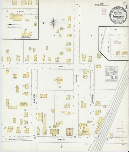 Sanborn Fire Insurance Map from Savannah, Wayne County, New York (1906), Sheet #0001 - Complete Map Set gallery image, historic Sanborn map, vintage wall art, New York New York