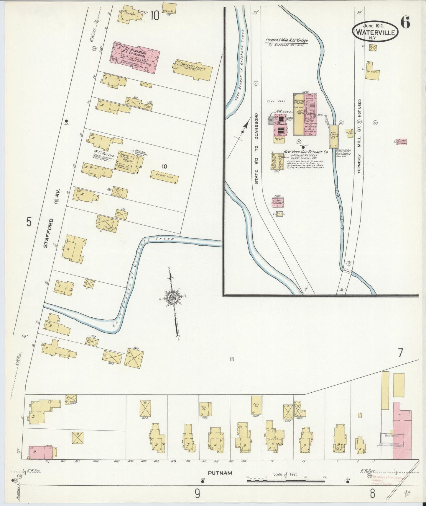 Sanborn Fire Insurance Map from Waterville, Oneida County, New York (1912), Sheet #0006 - Complete Map Set gallery image, historic Sanborn map, vintage wall art, New York New York