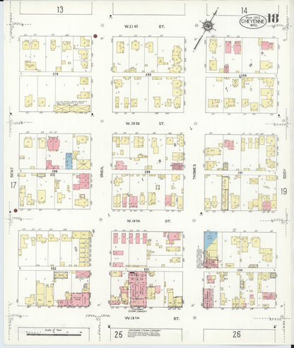 Sanborn Fire Insurance Map from Cheyenne, Laramie County, Wyoming (1912), Sheet #0018 - Complete Map Set gallery image, historic Sanborn map, vintage wall art, Wyoming Wyoming