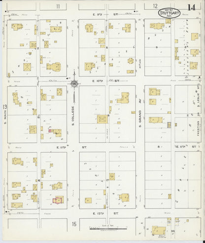 Sanborn Fire Insurance Map from Stuttgart, Arkansas County, Arkansas (1917), Sheet #0014 - Complete Map Set gallery image, historic Sanborn map, vintage wall art, Stuttgart Arkansas