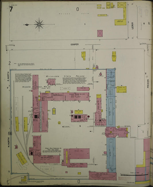 Sanborn Fire Insurance Map from Jackson, Jackson County, Michigan (1907), Sheet #0007 - Historic Sanborn Fire Insurance Map Print, vintage old map wall art, antique decor, genealogy gift, Michigan Michigan map
